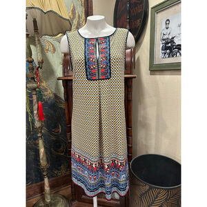 Women's MAX STUDIO Yellow Blue Geometric Sleeveless Dress M